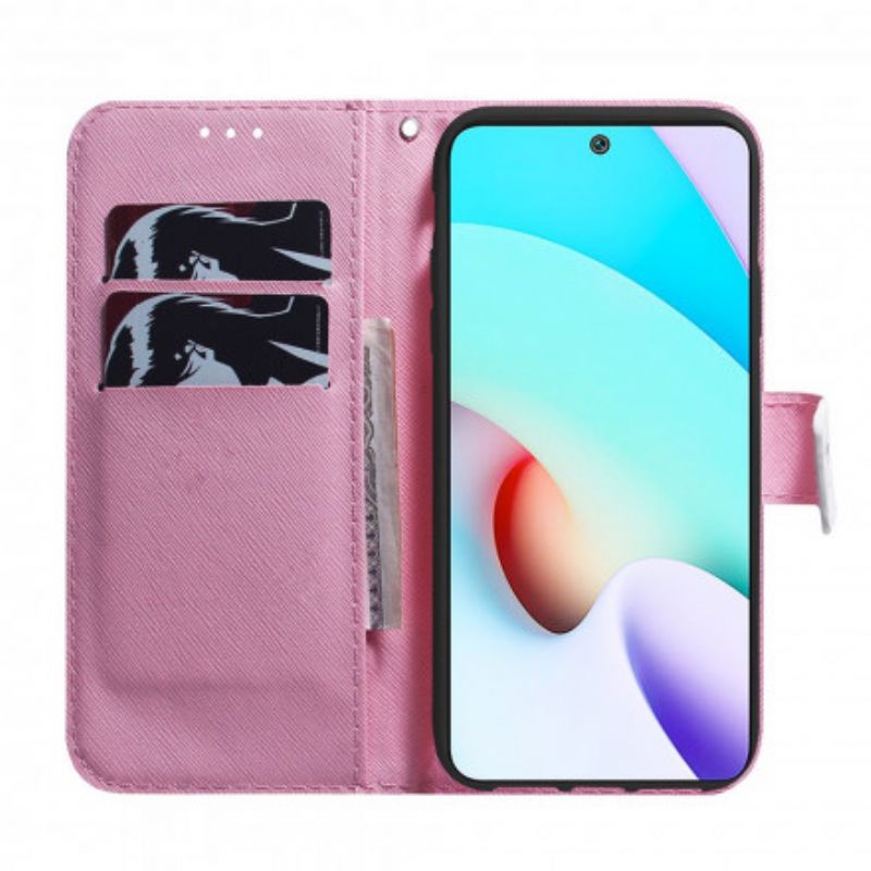 Kožené Puzdro Xiaomi Redmi 10 Kvet Dusty Pink