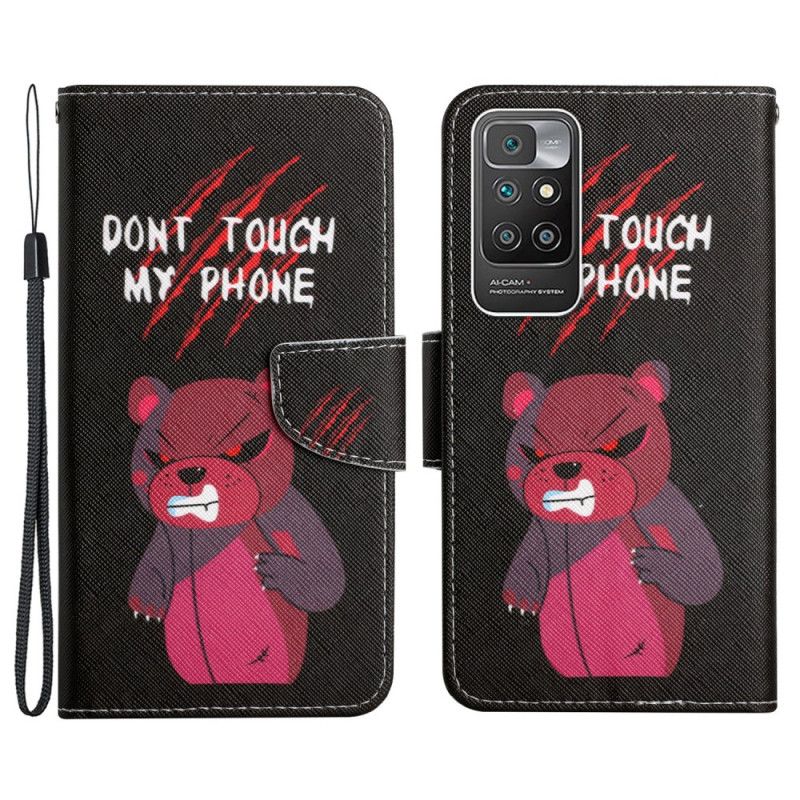 Kožené Puzdro Xiaomi Redmi 10 Medveď Nedotýkajte Sa Môjho Telefónu