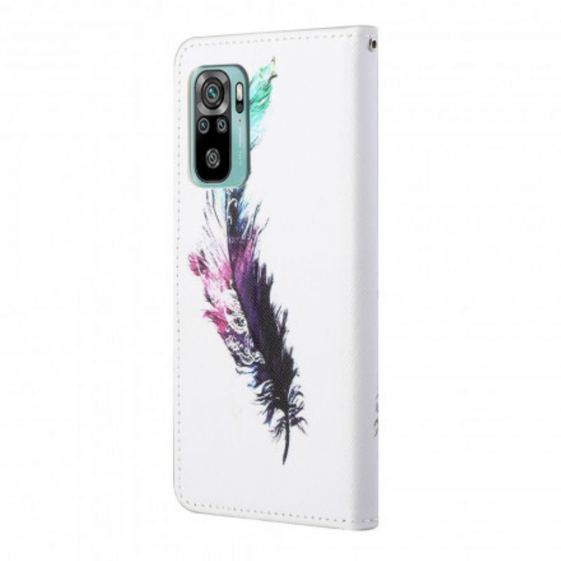 Kožené Puzdro Xiaomi Redmi 10 Pierka So Šnúrkou