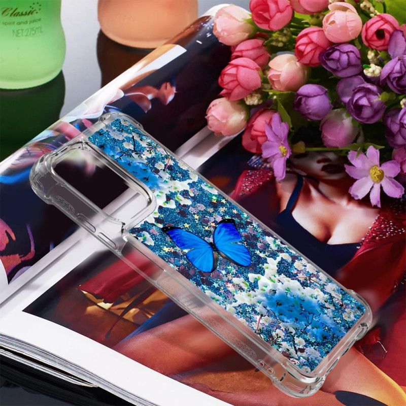 Kryt Xiaomi Redmi 10 Glitter Blue Butterflies
