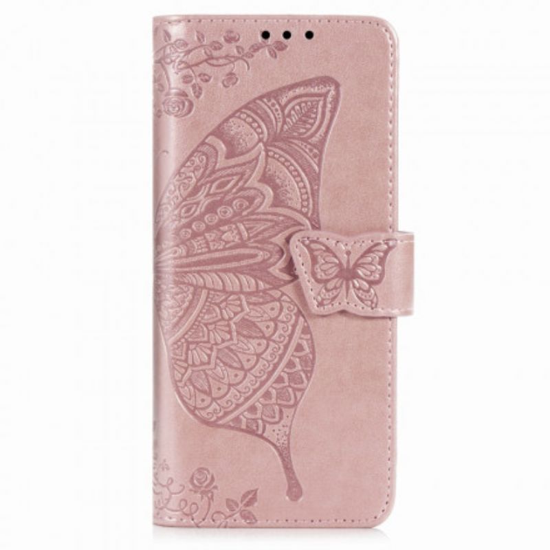 Kožené Puzdro Samsung Galaxy Z Fold 2 Dizajn Motýľa So Šnúrkou
