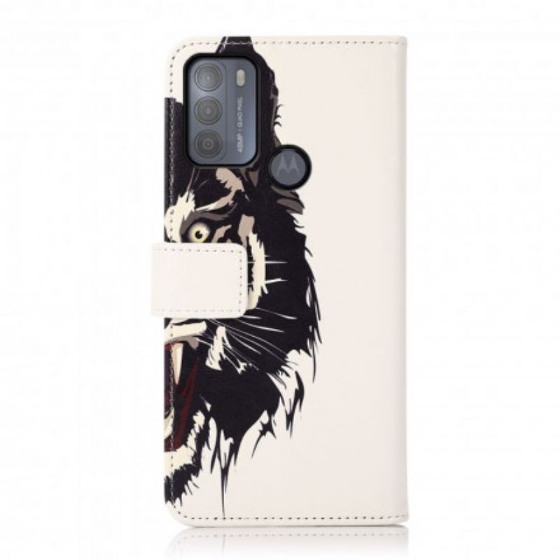 Kožené Puzdro Moto G50 Divoký Tiger