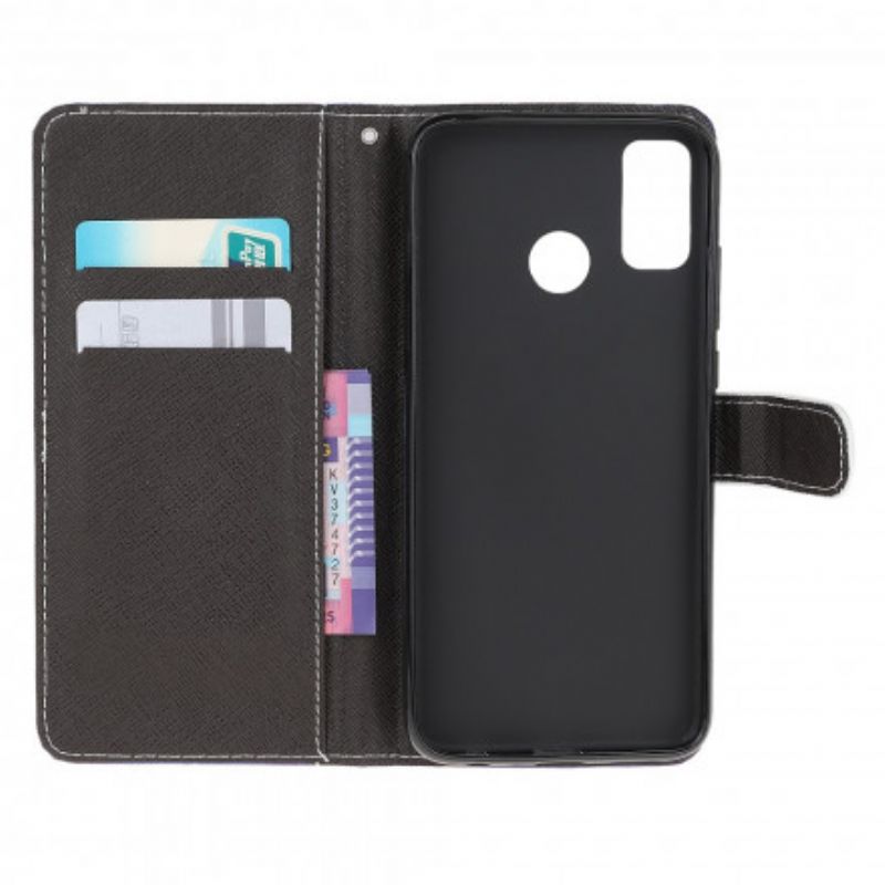 Kožené Puzdro Moto G50 Strappy Black Cat Eyes