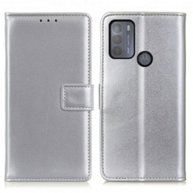 Peňaženkový Kryt Moto G50 Obyčajná Umelá Koža
