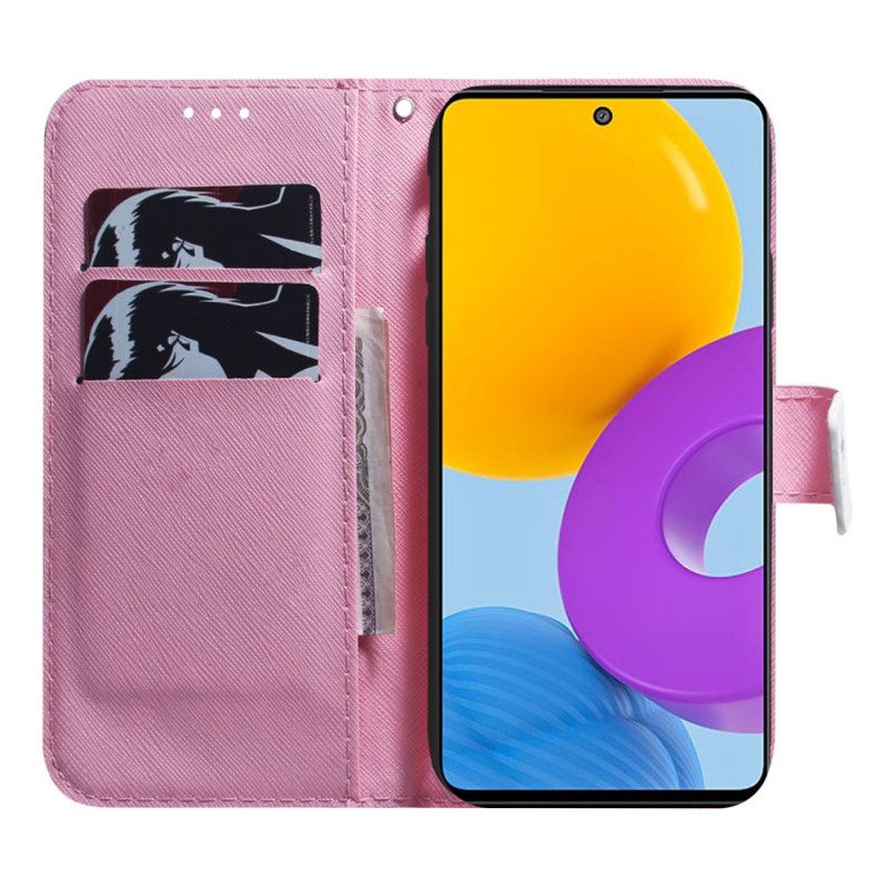 Kožené Puzdro Samsung Galaxy M52 5G Fialový Kvet