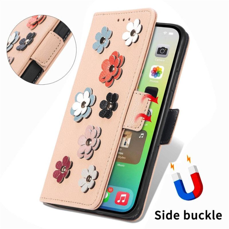 Kožené Puzdro iPhone 14 Dekoratívne Kvety