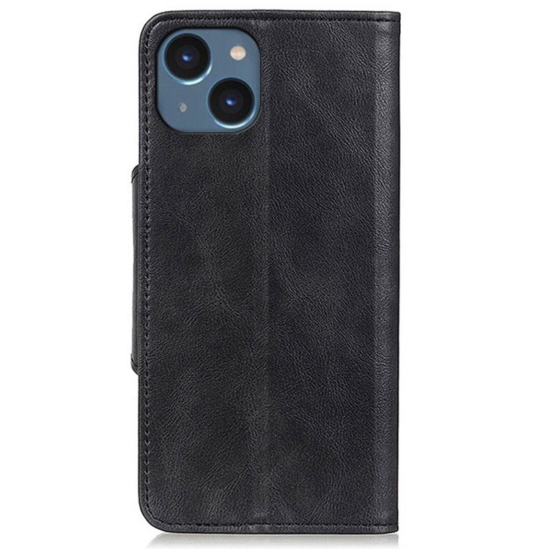 Kožené Puzdro iPhone 14 Magnetické Zapínanie Na Gombík