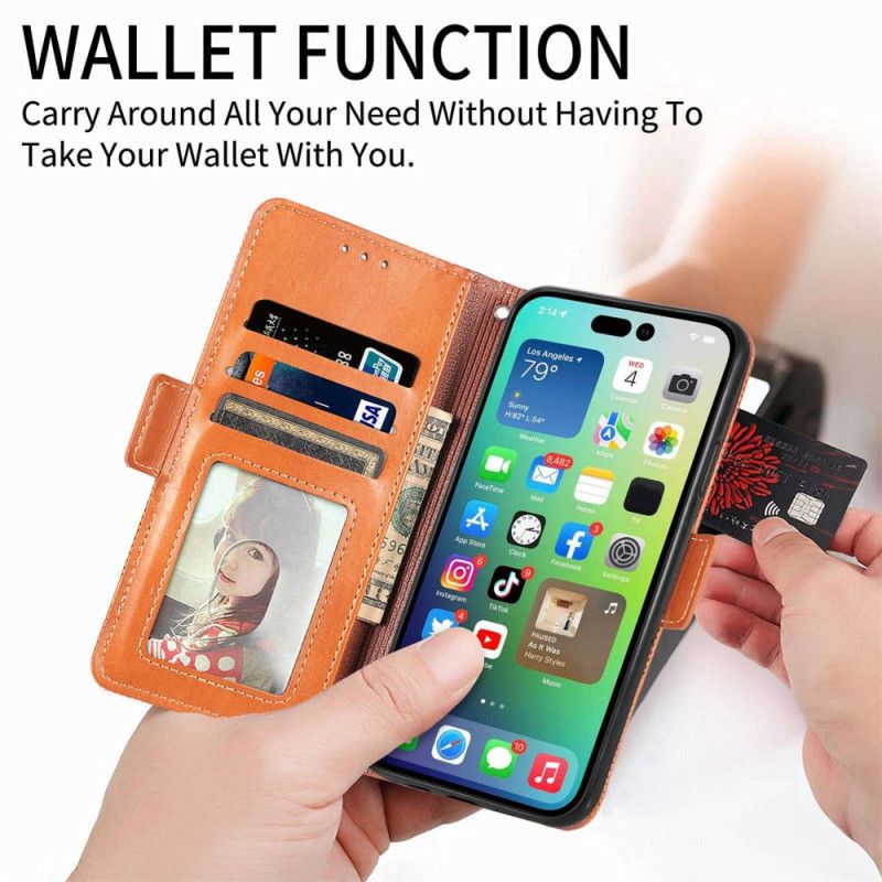 Kožené Puzdro iPhone 14 Retro Kožený Štýl