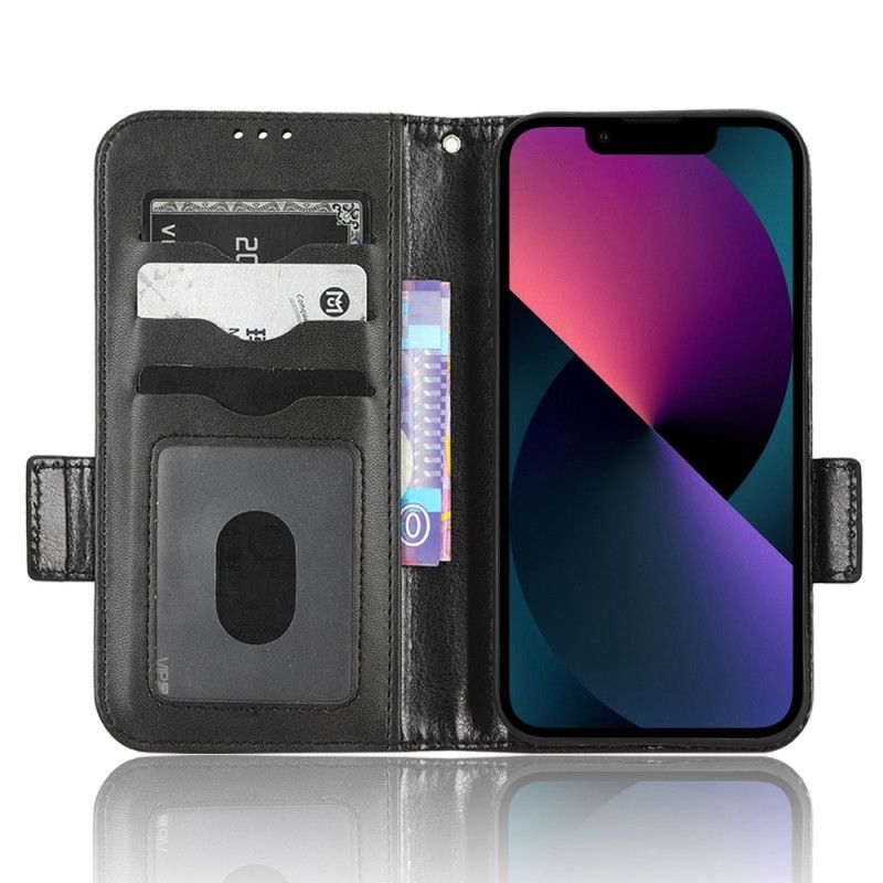 Kožené Puzdro iPhone 14 Trojuholníky So Šnúrkou