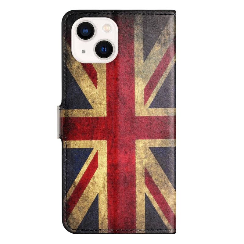 Kožené Puzdro iPhone 14 Vintage Anglická Vlajka