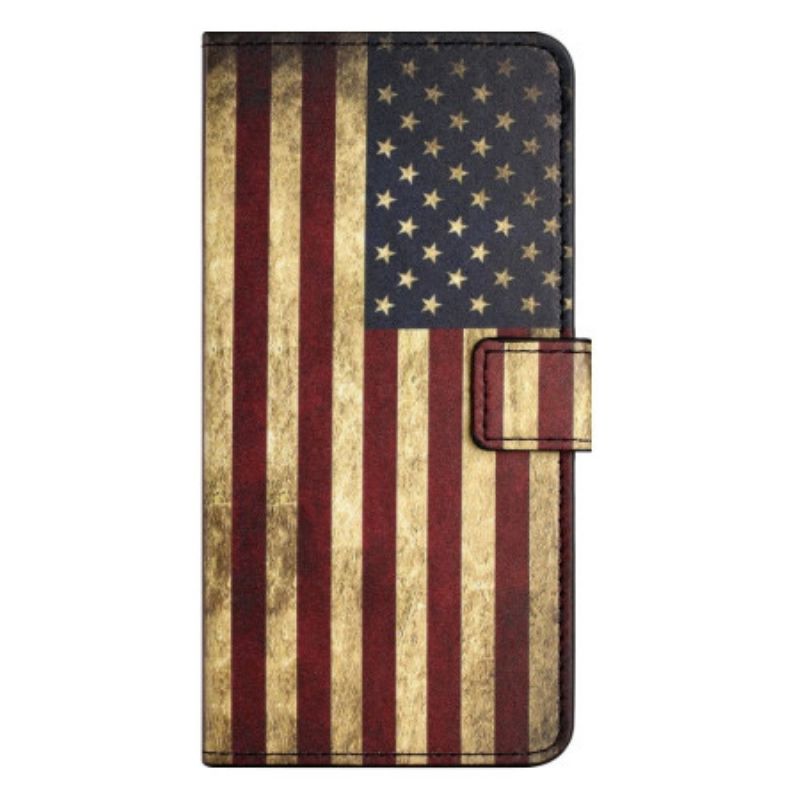 Peňaženkový Kryt iPhone 14 Vintage Americká Vlajka