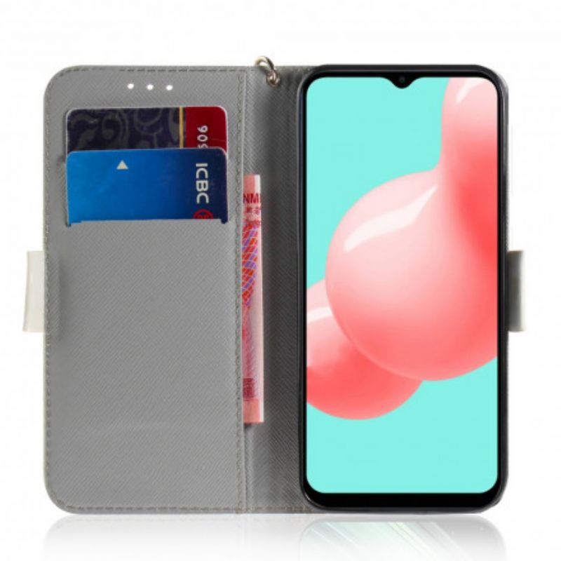 Flipové Puzdro Samsung Galaxy A32 5G Paradajka Na Mačku S Popruhom
