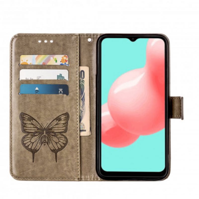 Kožené Puzdro Samsung Galaxy A32 5G Dizajn Motýľa So Šnúrkou