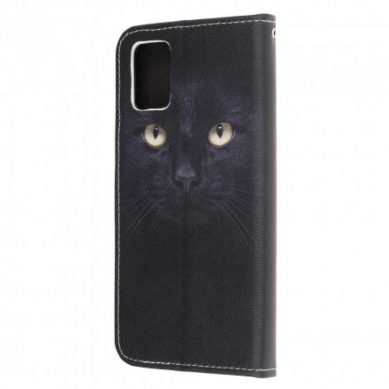 Kožené Puzdro Samsung Galaxy A32 5G Strappy Black Cat Eyes