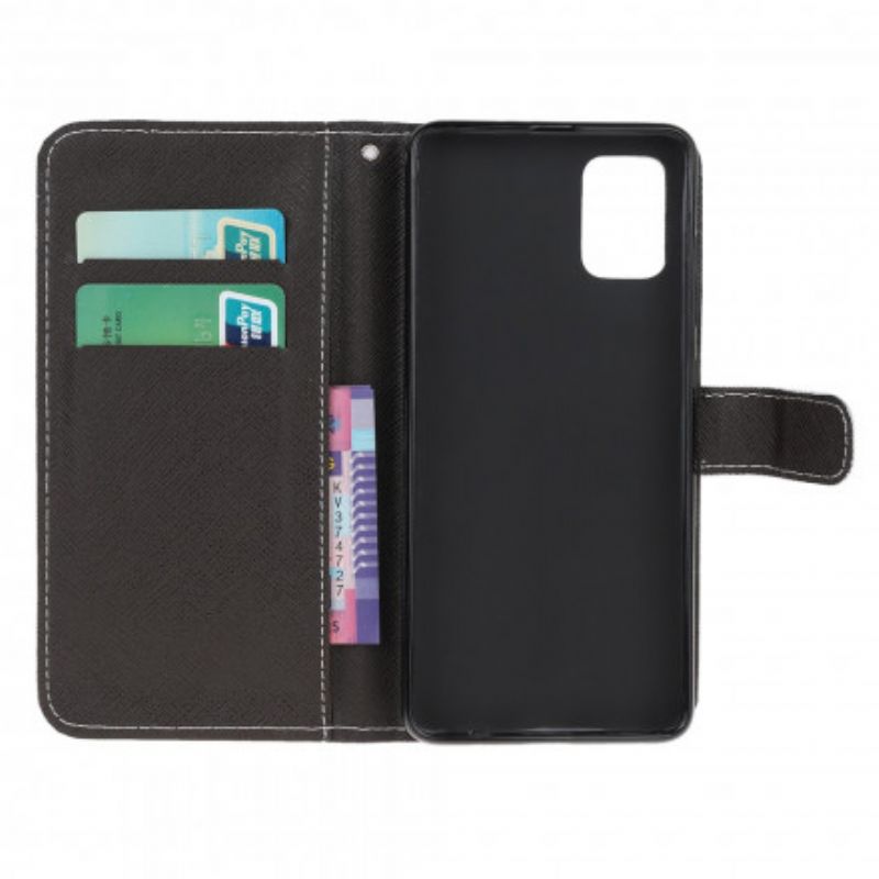 Kožené Puzdro Samsung Galaxy A32 5G Strappy Black Cat Eyes