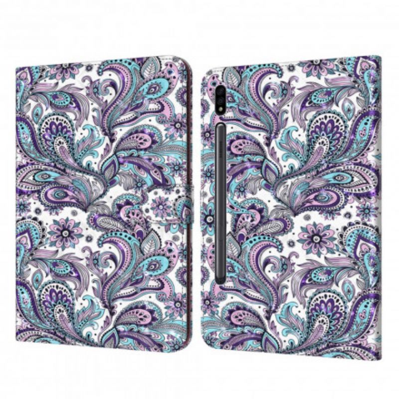 Kožené Puzdro Samsung Galaxy Tab S8 / Tab S7 Paisley Vzor Z Umelej Kože