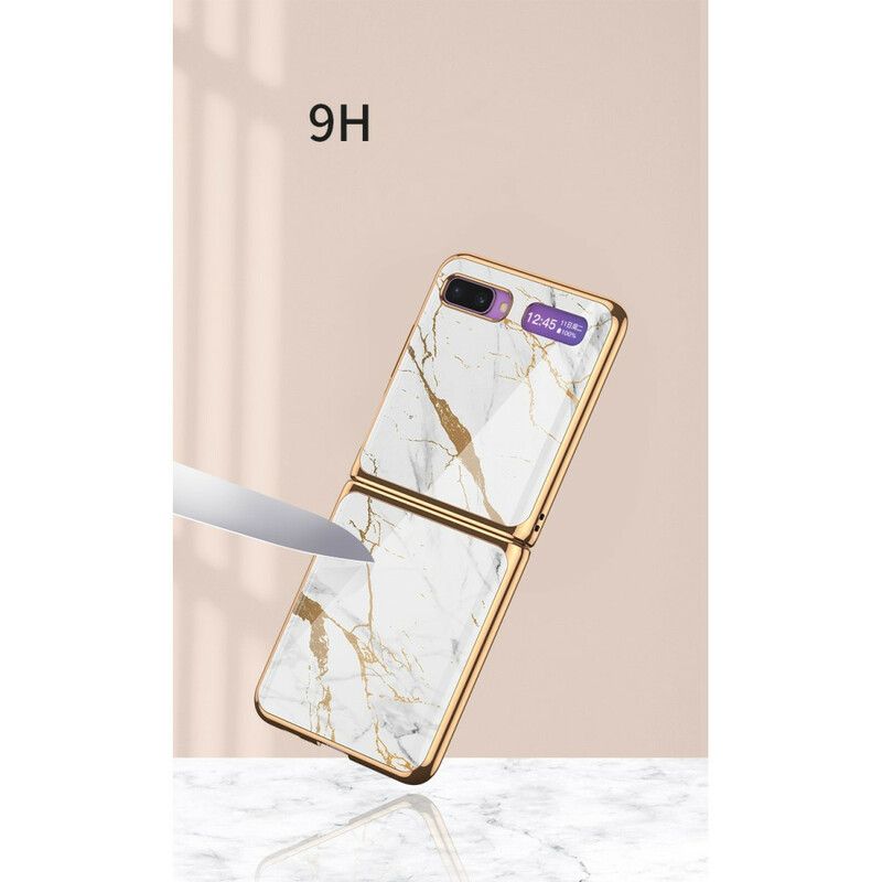 Flipové Puzdro Samsung Galaxy Z Flip Kožené Puzdro Mramorový Štýl Gkk