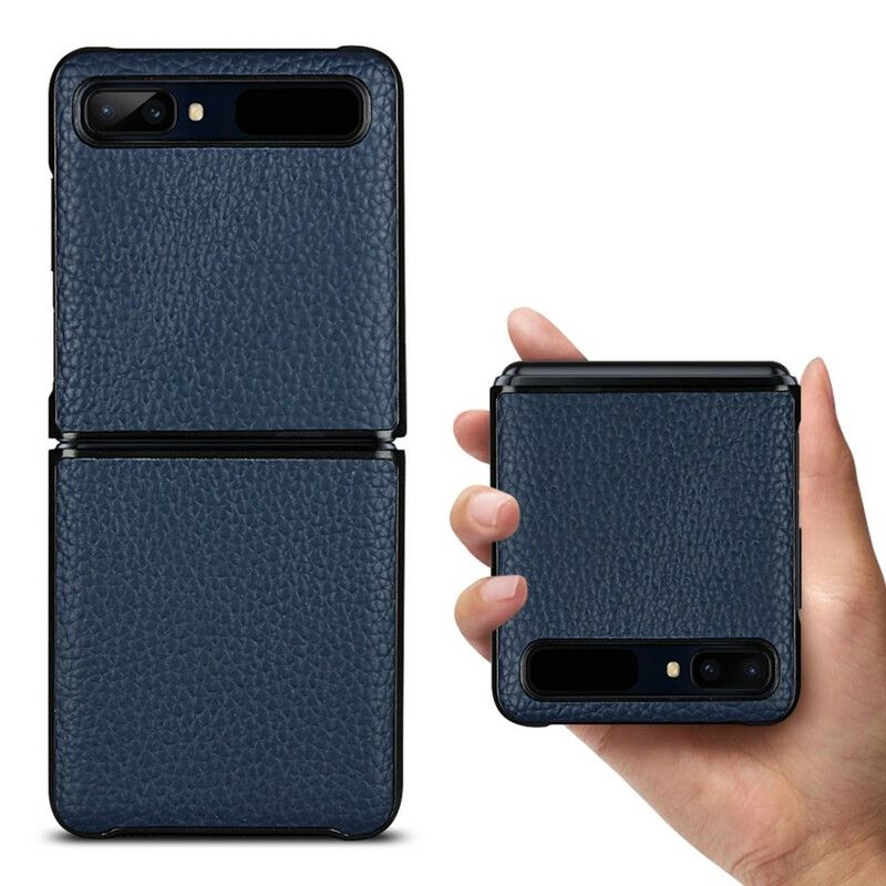 Flipové Puzdro Samsung Galaxy Z Flip Kožené Puzdro Originálna Koža Litchi