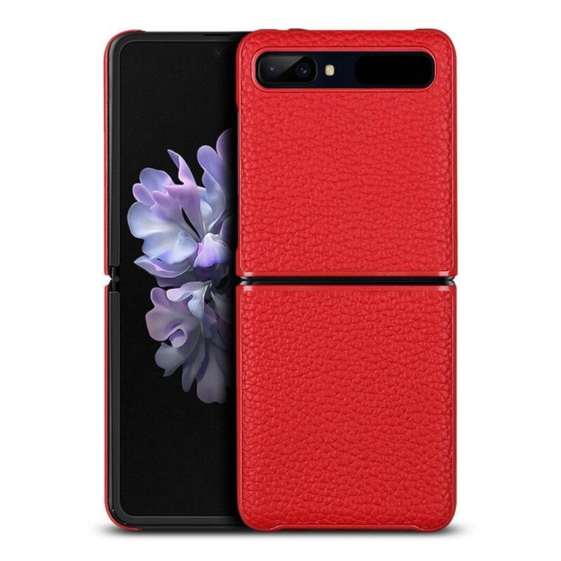 Flipové Puzdro Samsung Galaxy Z Flip Kožené Puzdro Originálna Koža Litchi