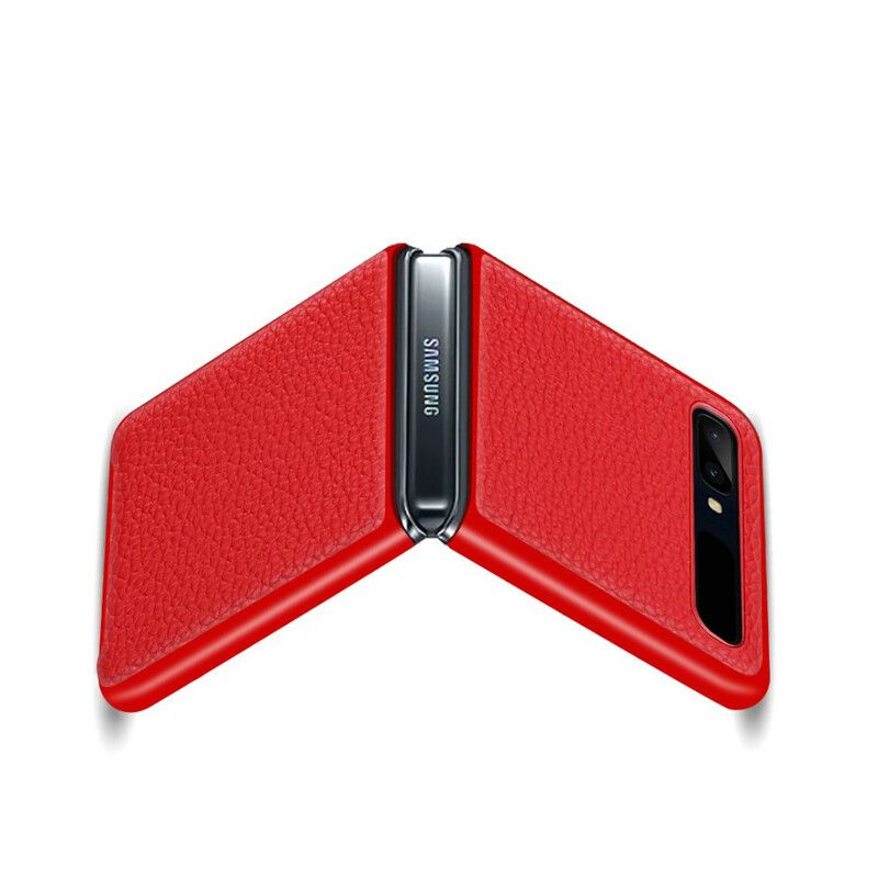 Flipové Puzdro Samsung Galaxy Z Flip Kožené Puzdro Originálna Koža Litchi