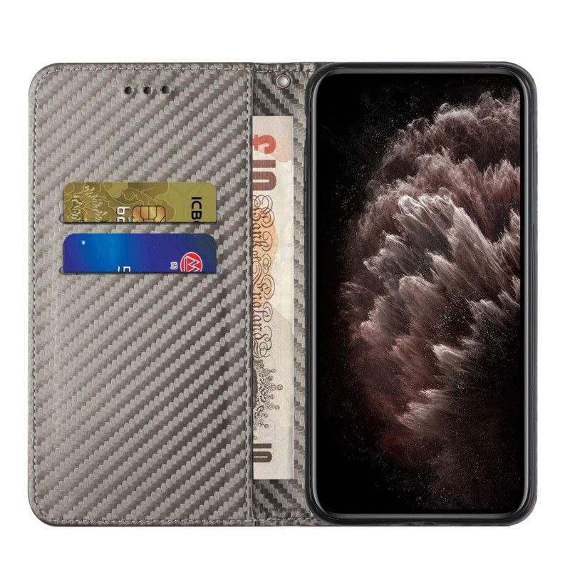Flipové Puzdro Samsung Galaxy M12 / A12 Kožené Puzdro Remienok Z Uhlíkových Vlákien