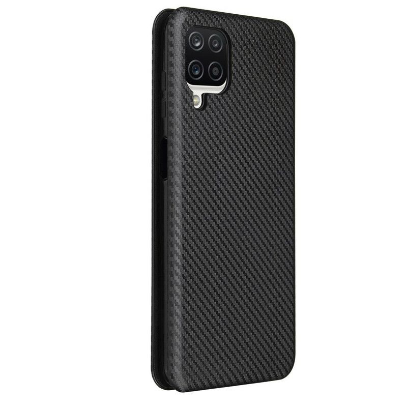 Flipové Puzdro Samsung Galaxy M12 / A12 Kožené Puzdro /uhlíkové Vlákno