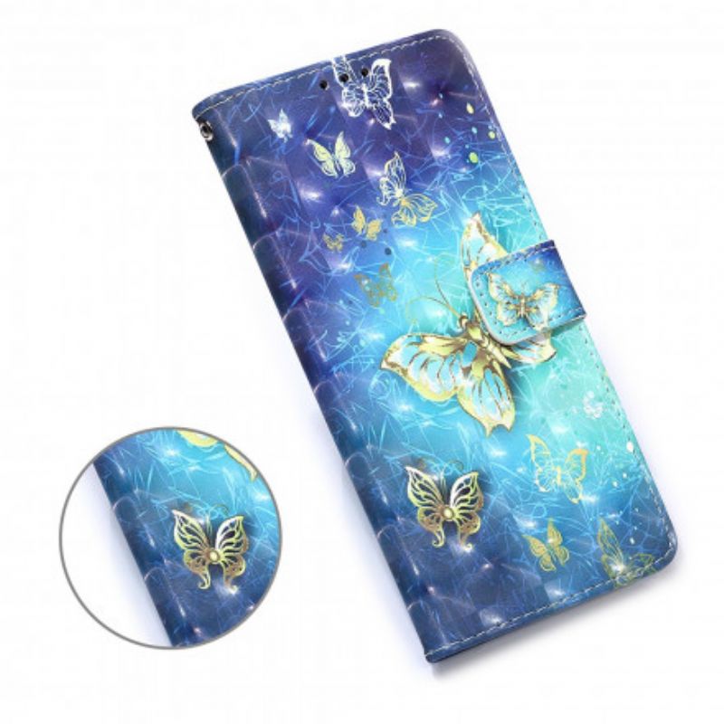 Flipové Puzdro Samsung Galaxy M12 / A12 Zlaté Motýle