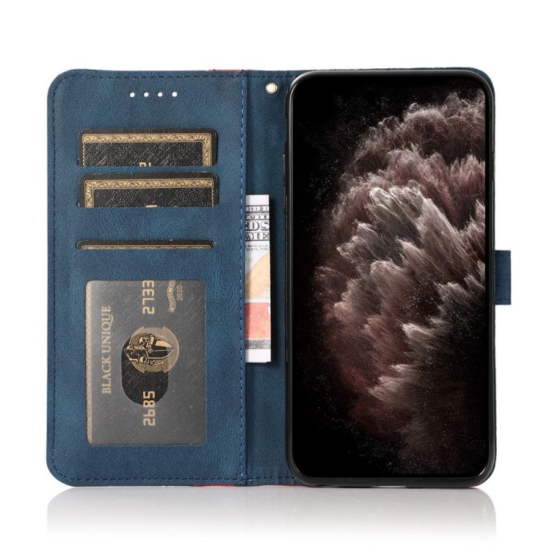 Kožené Puzdro Samsung Galaxy M12 / A12 Dvojfarebná Trojuholníková Umelá Koža