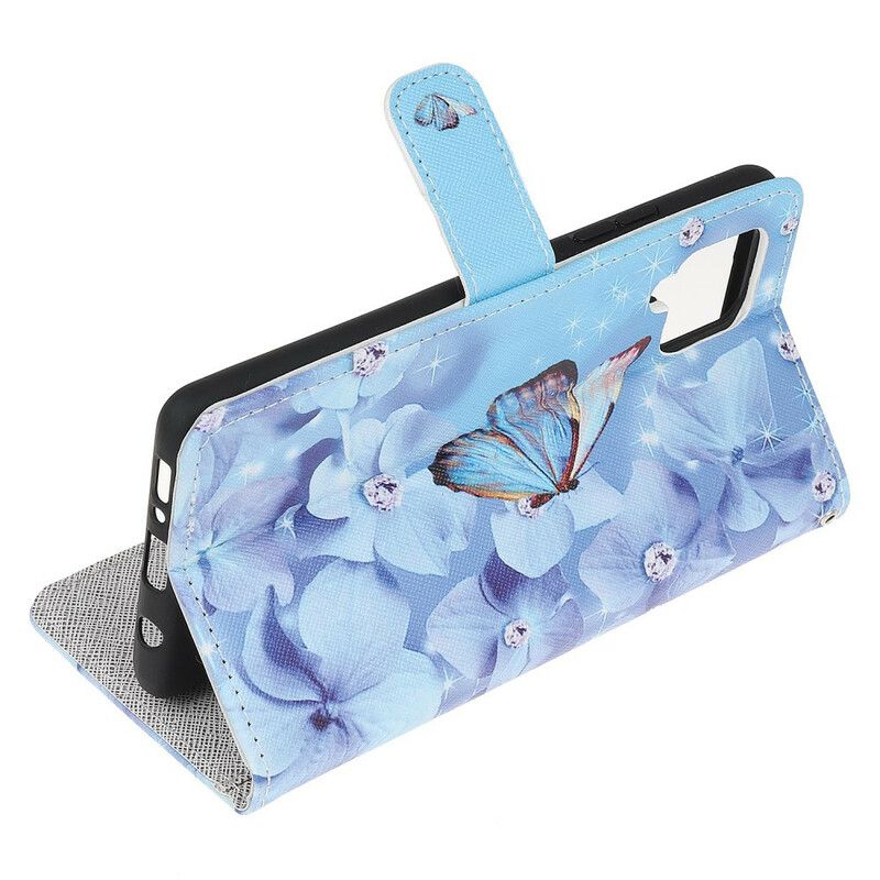 Kožené Puzdro Samsung Galaxy M12 / A12 Strappy Diamond Butterflies
