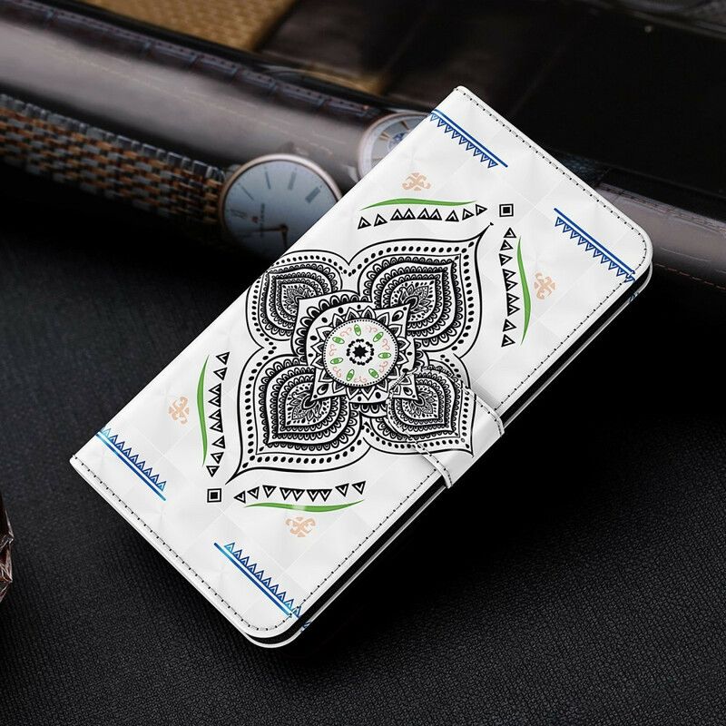 Kožené Puzdro Samsung Galaxy M12 / A12 Svetlé Škvrny Mandala So Šnúrkou