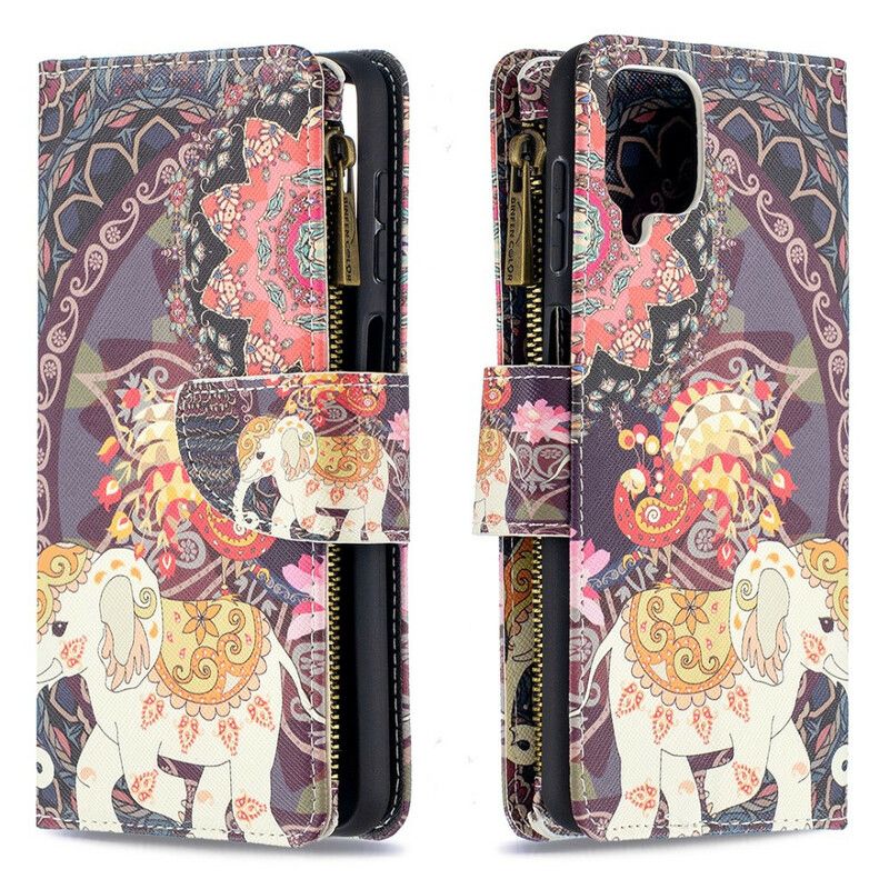 Kožené Puzdro Samsung Galaxy M12 / A12 Vrecko Na Zips Slona