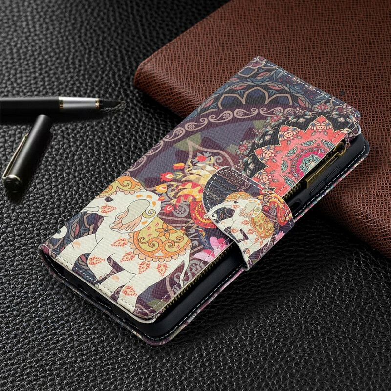 Kožené Puzdro Samsung Galaxy M12 / A12 Vrecko Na Zips Slona