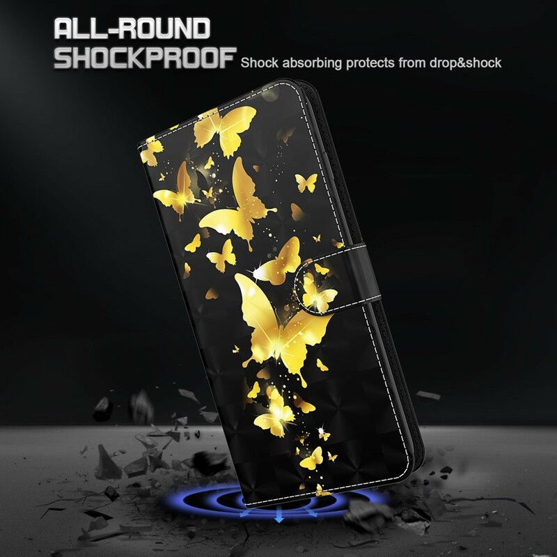 Kožené Puzdro Samsung Galaxy M12 / A12 Žlté Motýle
