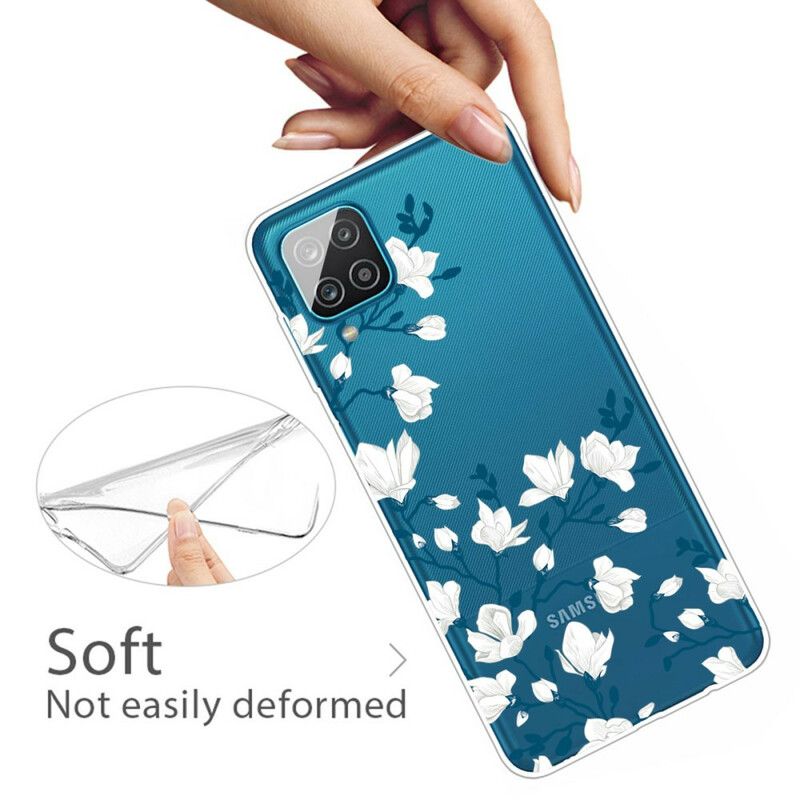 Kryt Samsung Galaxy M12 / A12 Biele Kvety