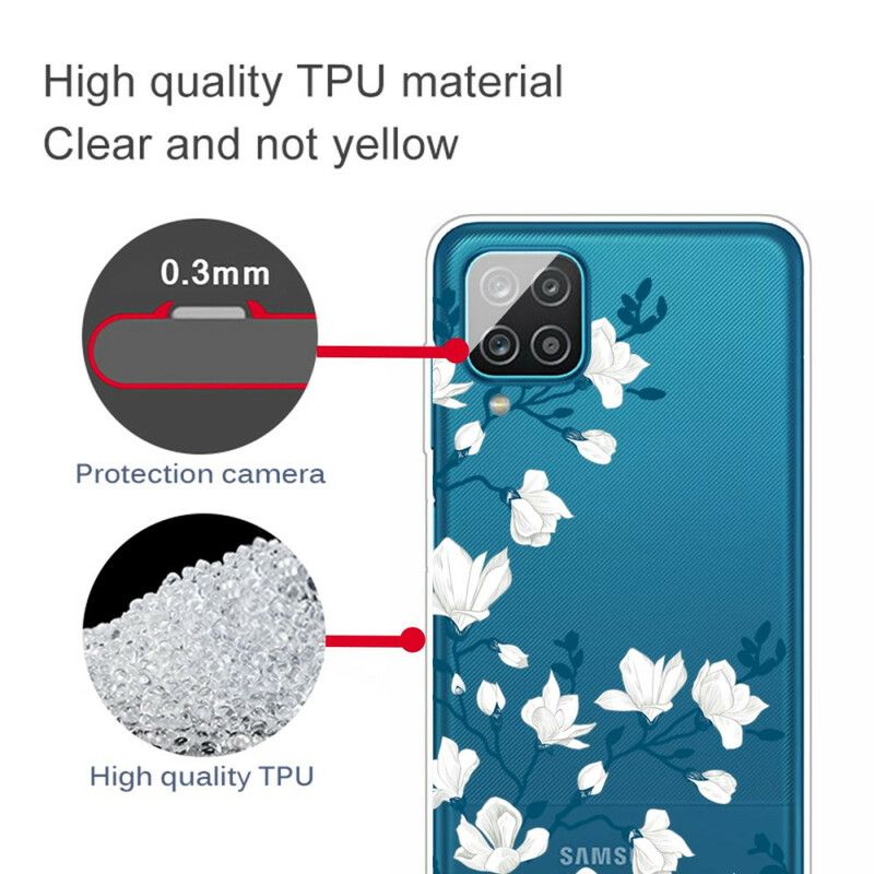 Kryt Samsung Galaxy M12 / A12 Biele Kvety