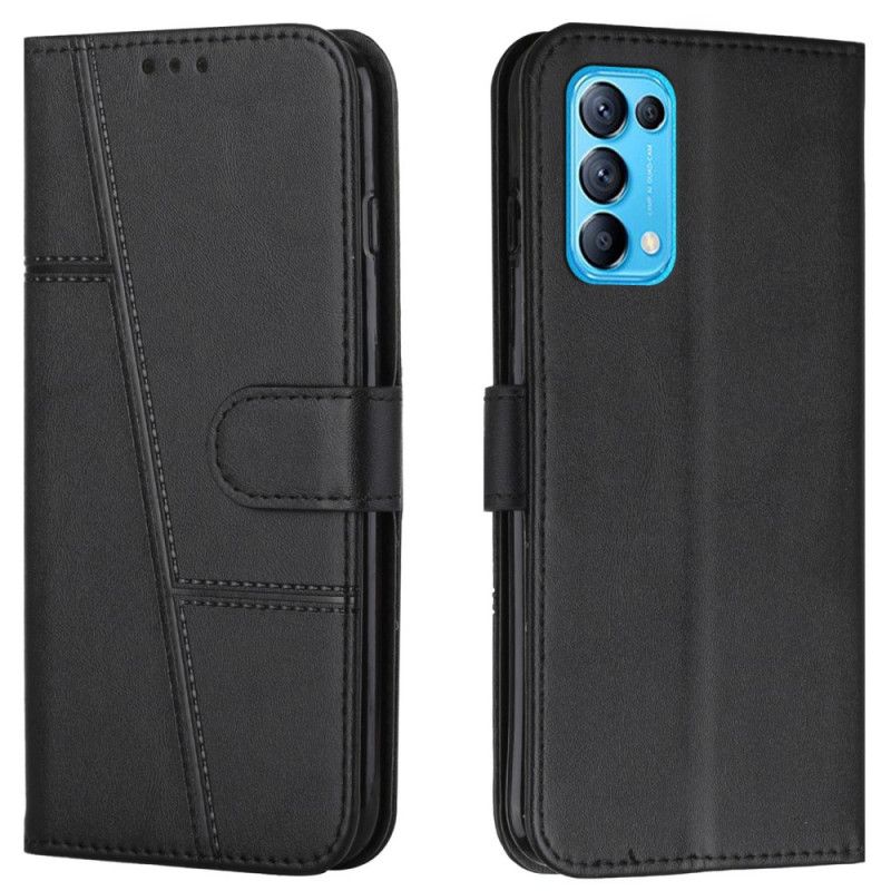 Kožené Puzdro Oppo Find X3 Lite Efekt Remienky Geo Leather