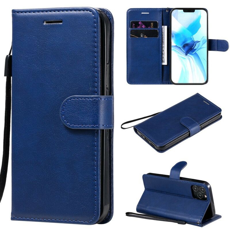 Flipové Puzdro iPhone 12 / 12 Pro Jednofarebný Remienok Série