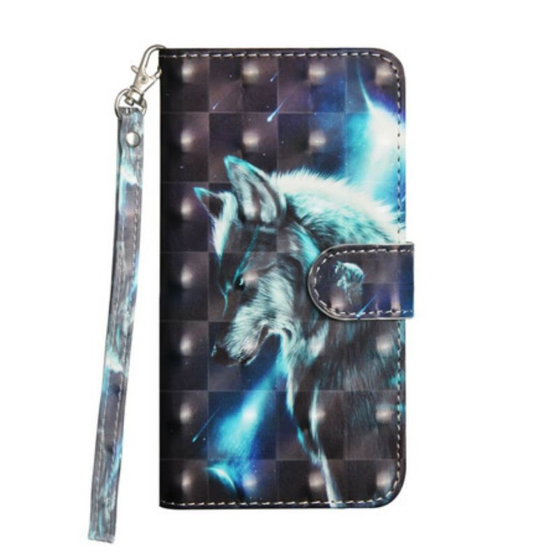 Kožené Puzdro iPhone 12 / 12 Pro Svetlá Škvrna Majestic Wolf