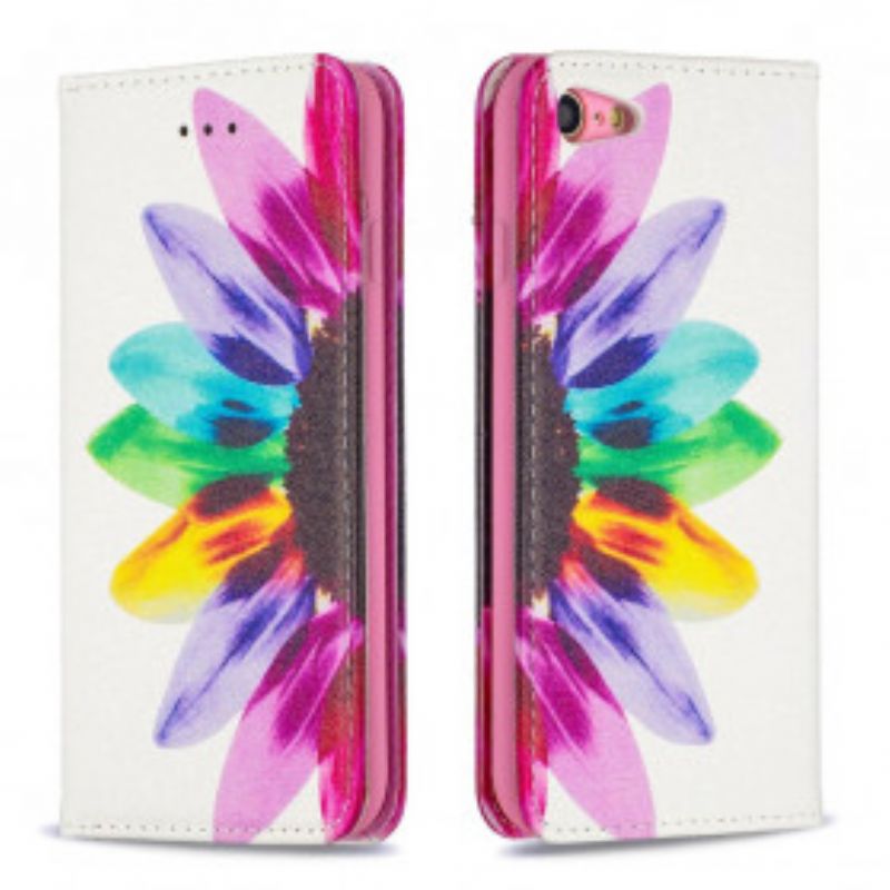 Flipové Puzdro iPhone SE 3 / SE 2 / 8 / 7 Kožené Puzdro Akvarelový Kvet