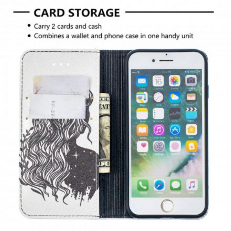 Flipové Puzdro iPhone SE 3 / SE 2 / 8 / 7 Kožené Puzdro Pekné Vlasy
