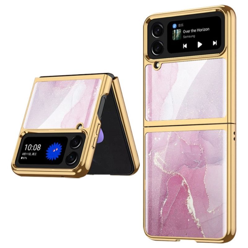 Flipové Puzdro Samsung Galaxy Z Flip 4 Kožené Puzdro Abstraktné Tvrdené Sklo Gkk