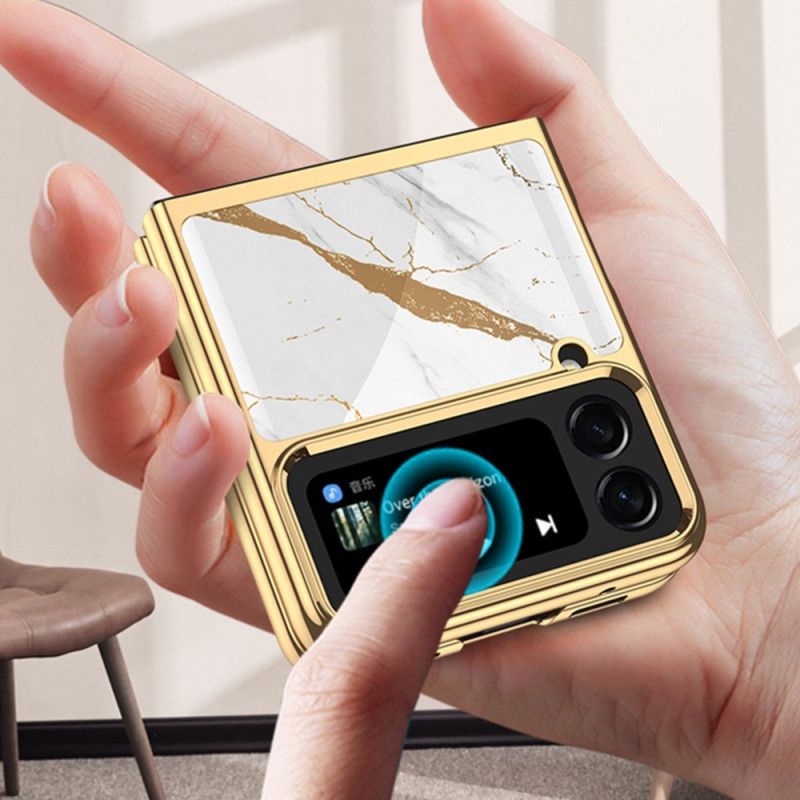 Flipové Puzdro Samsung Galaxy Z Flip 4 Kožené Puzdro Abstraktné Tvrdené Sklo Gkk