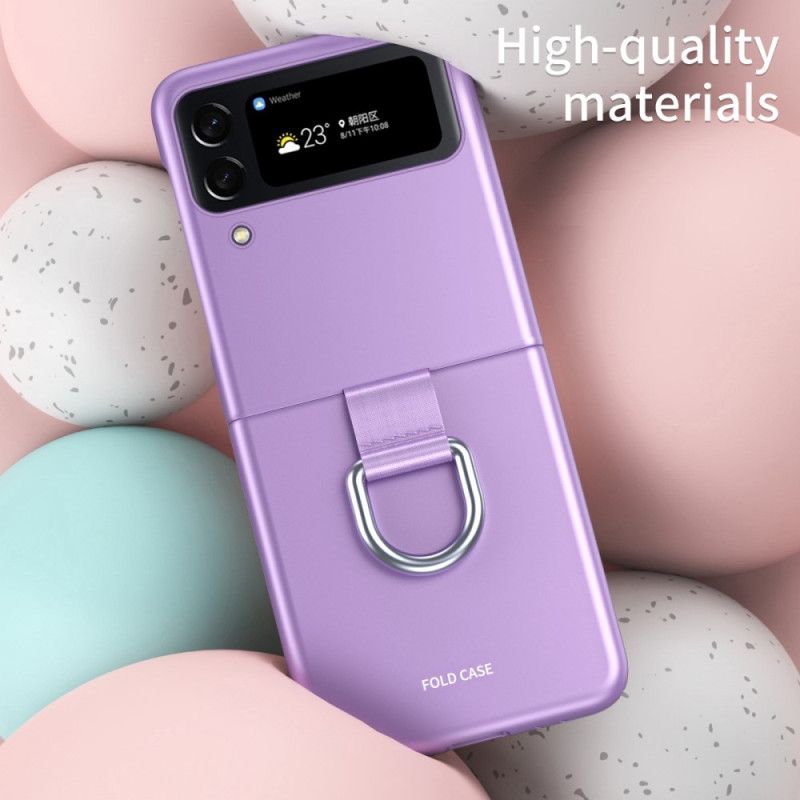 Flipové Puzdro Samsung Galaxy Z Flip 4 Kožené Puzdro Dotyk Pokožky S Prsteňom