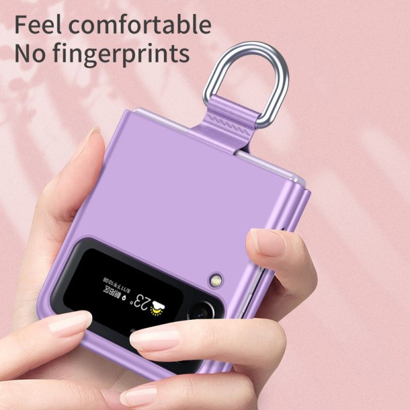Flipové Puzdro Samsung Galaxy Z Flip 4 Kožené Puzdro Dotyk Pokožky S Prsteňom