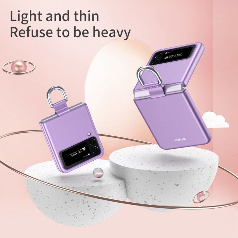 Flipové Puzdro Samsung Galaxy Z Flip 4 Kožené Puzdro Dotyk Pokožky S Prsteňom