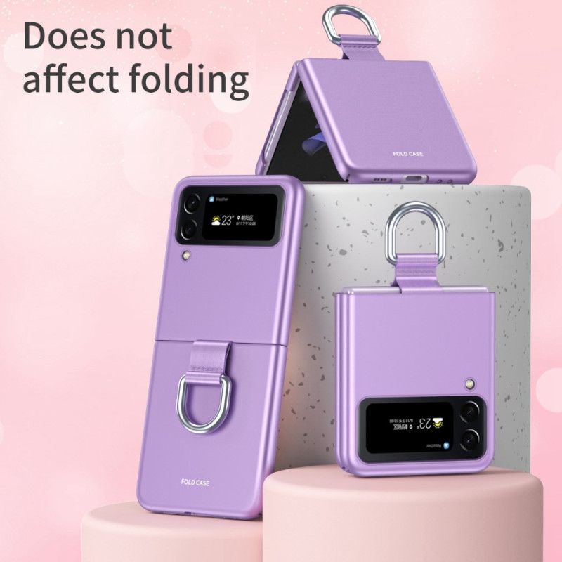 Flipové Puzdro Samsung Galaxy Z Flip 4 Kožené Puzdro Dotyk Pokožky S Prsteňom
