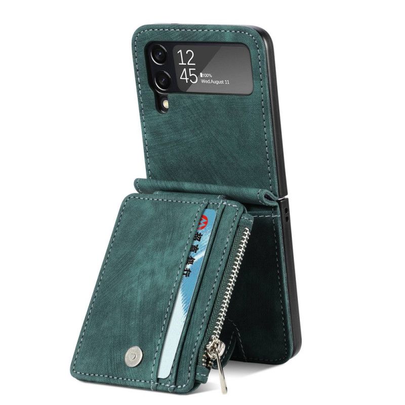 Flipové Puzdro Samsung Galaxy Z Flip 4 Kožené Puzdro Držiak Na Karty / Peňaženka Na Mince