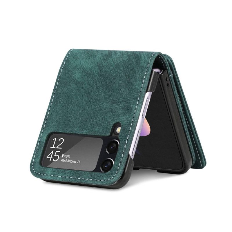 Flipové Puzdro Samsung Galaxy Z Flip 4 Kožené Puzdro Držiak Na Karty / Peňaženka Na Mince