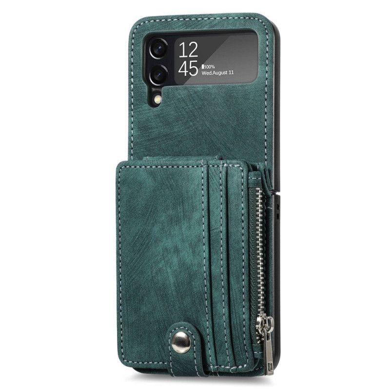 Flipové Puzdro Samsung Galaxy Z Flip 4 Kožené Puzdro Držiak Na Karty / Peňaženka Na Mince