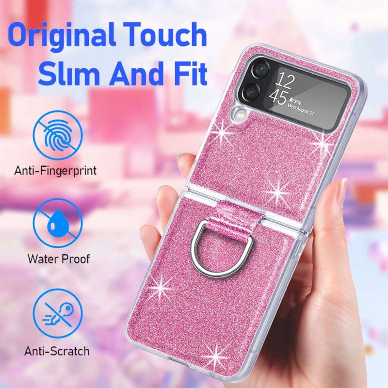 Flipové Puzdro Samsung Galaxy Z Flip 4 Kožené Puzdro Flitre A Prsteň
